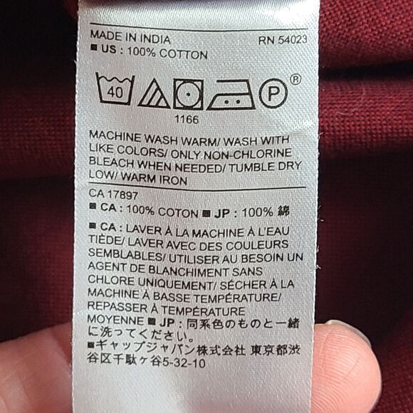 Banana Republic Mens L Oxford Button Down Shirt Maroon Untucked Fit Cotton - Picture 11 of 11